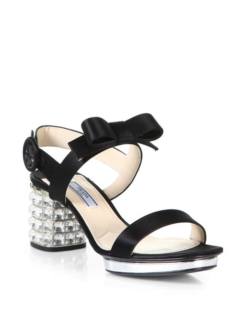 prada jeweled sandals|Prada chunky heel sandal.